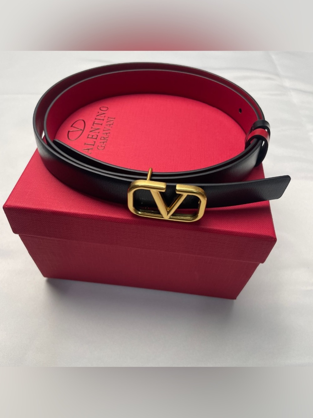 Valentino Reversible Red/Black Belt with Gold Buckle size 85cm